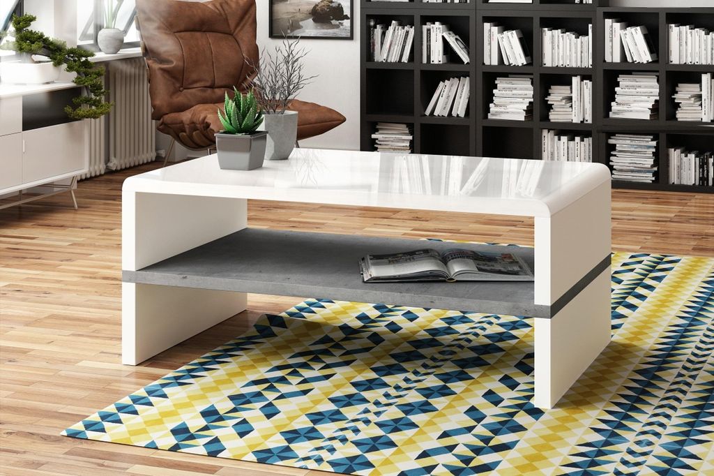 Design Couchtisch Tisch Rock Wohnzimmertisch 100x60x43cm mit Ablagefläche