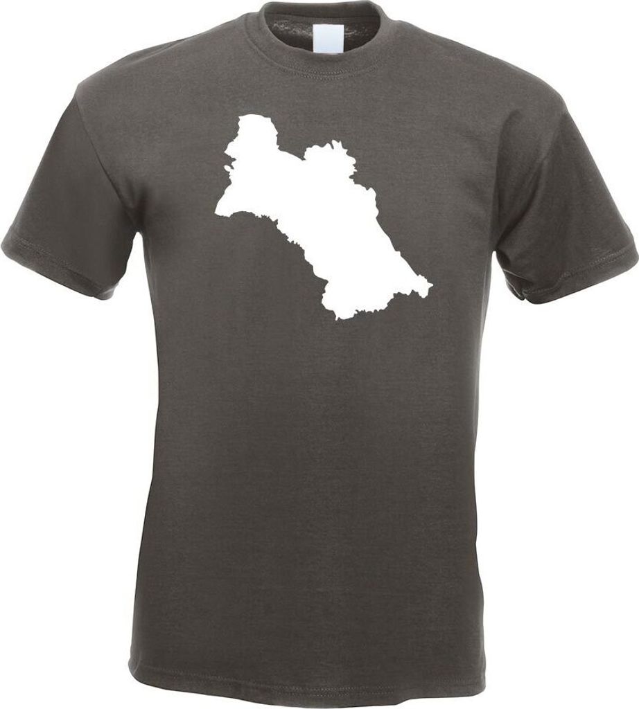 Kiwistar - T-Shirt - Graphit - Tukmenistan Umriss Kontur Herren Funshirt Bedruckt Design Sprüche Spruch Motive - mit Motiv Bedruckt - Funshirt Des...