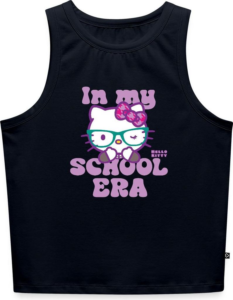 Spreadshirt Hello Kitty Schulkind In My School Era Frauen Cropped Tank Top, L, Navy