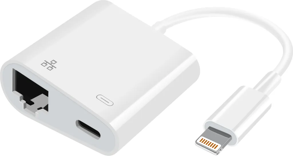 Adattatore Lightning a Ethernet + Ricarica Bianco | Connessione Stabile