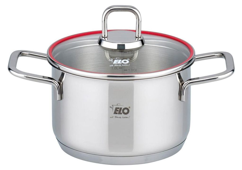 ELO Basic Galactica - Set 5 Pentole In Acciaio Inox 201, Fondo Capsula, Coperchi In Vetro, Adatte A Induzione - 5