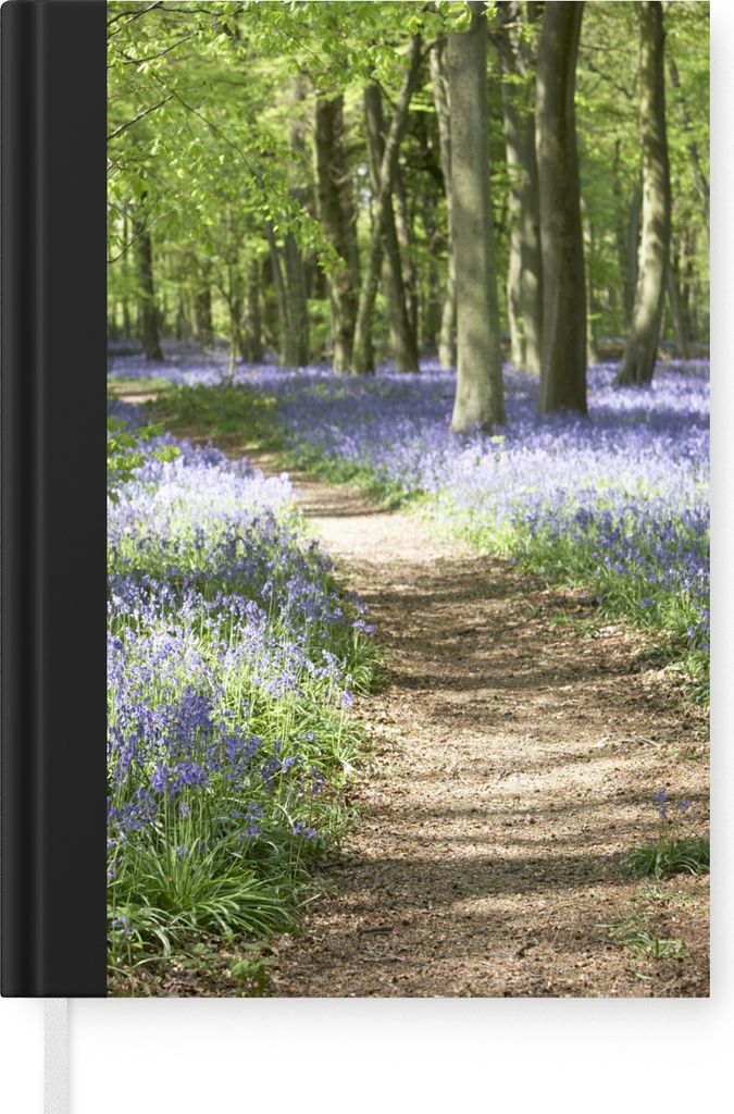 MuchoWow Notizbuch Tagebuch Haushaltsbuch Notebook A5 Wald - Weg - Blumen - Lila - Grün - Natur - Notizblock - Notizheft - Notebook - Schreibblo...