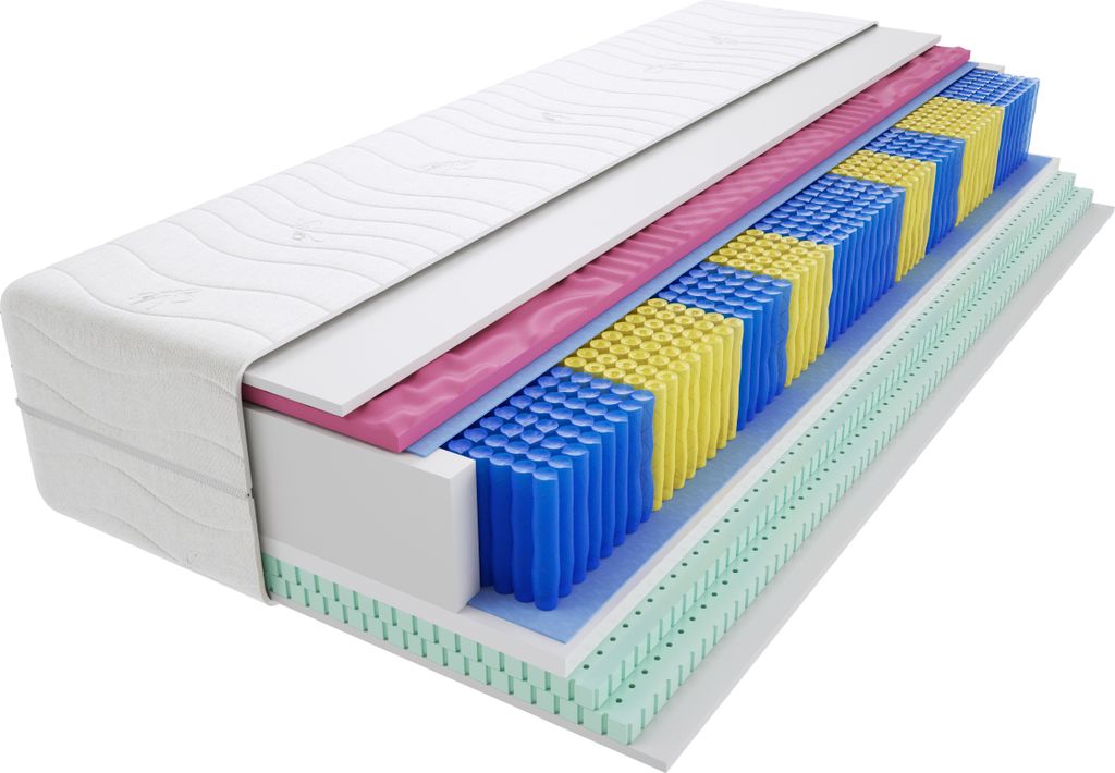 Matratze 70x140 cm Doppelmatratze, H3 Mittelfest Federkernmatratze, Taschenfederkernmatratze 22 cm Hoch Latex Profilierter Moletschaum Hypoallergen...