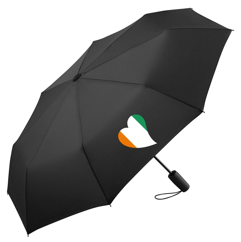 Huuraa Regenschirm Elfenbeinküste Flagge Herz 98cm Schwarz Sturmfest Taschenschirm Geschenkidee