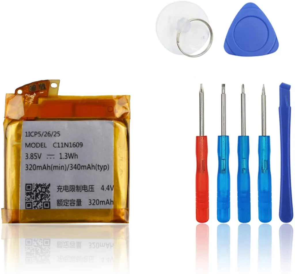 Batteria di ricambio compatibile con lo smartwatch ASUS ZenWatch 3 (WI503Q) C11N1609 con kit di attrezzi