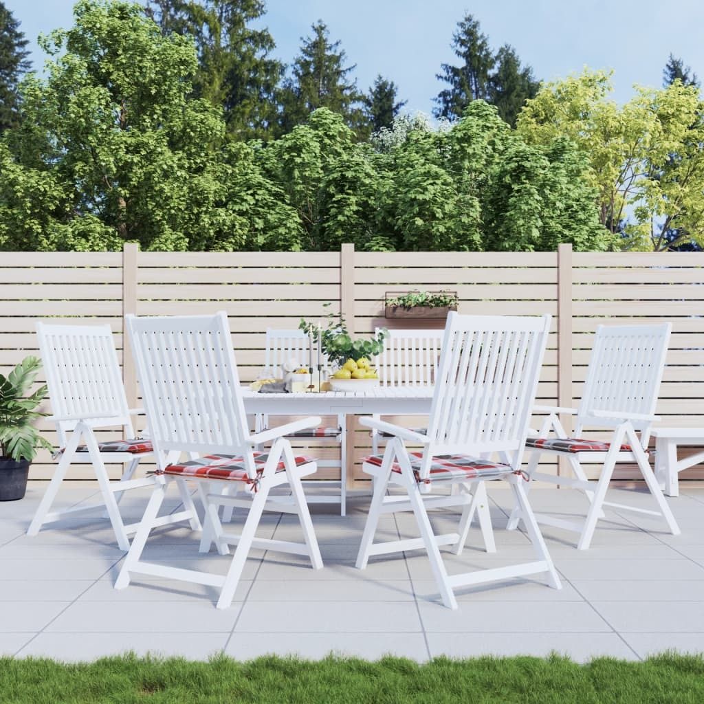 The Living Store Gartenstuhl-Kissen 6Stk. Rot Karomuster 40x40x3cm Oxford-Gewebe