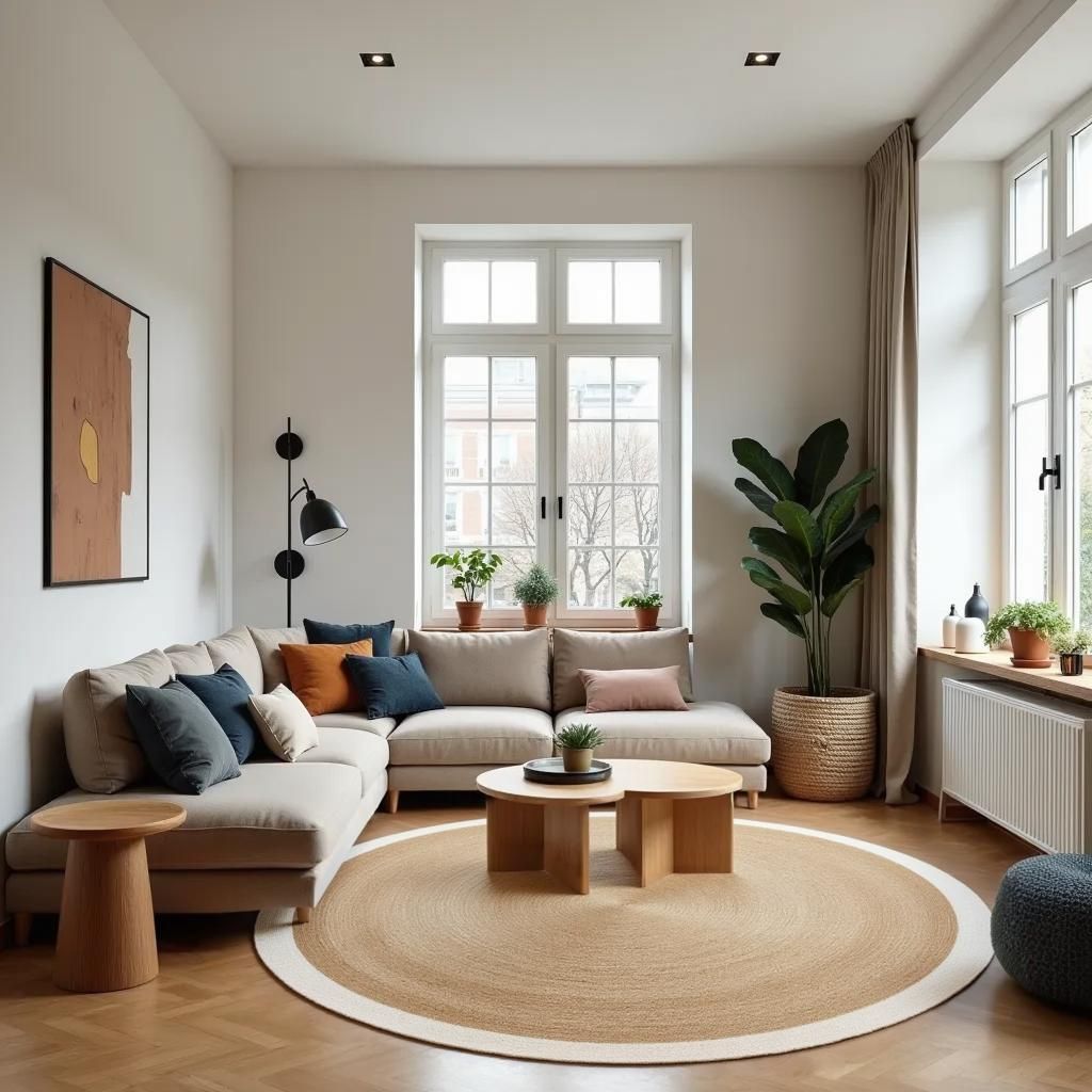 Rund jute Mrcarpet Teppiche Natur/Weiss Mit Farbrand 240cm