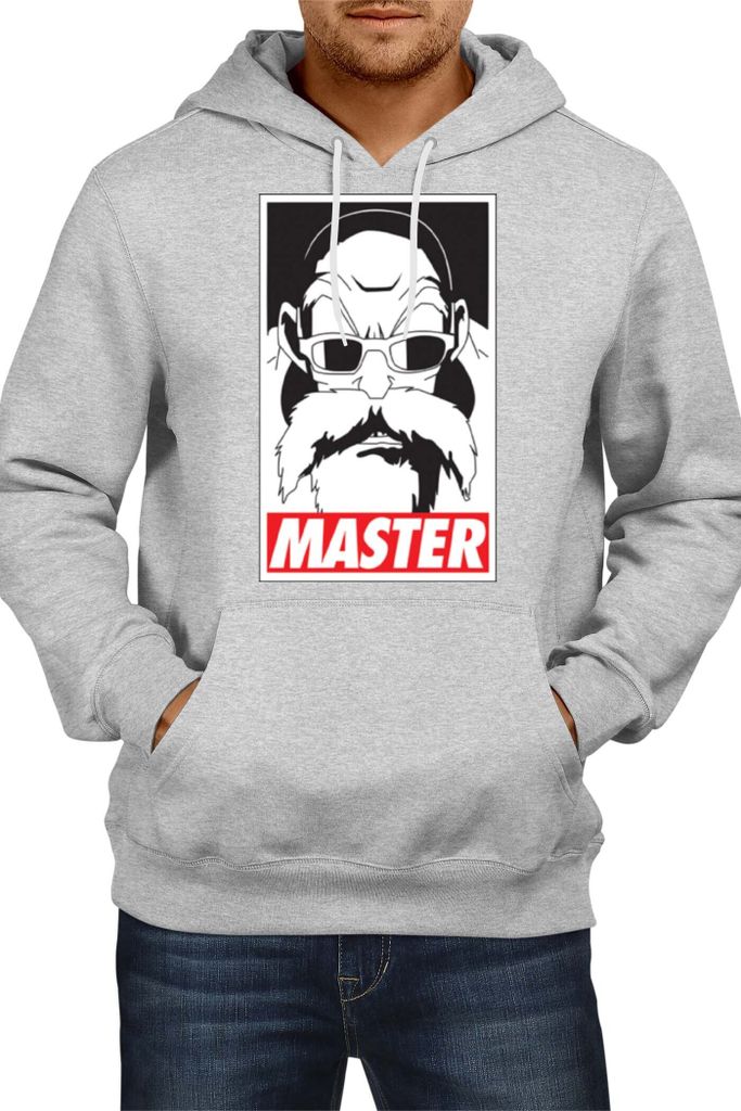 Herren Kapuzenpullover Japan Anime Manga Comics Dragon Anime Manga Ball Z Master Roshi 01, Man S / Grau