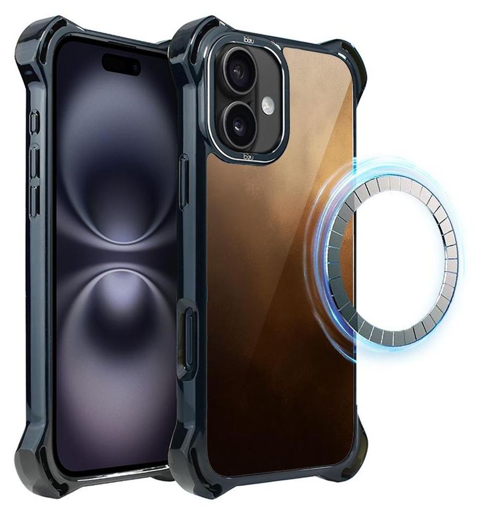 Schutzhülle für das iPhone 16, MagSafe-kompatibel, verstärkte Ecken, schwarz, Wüstensturm