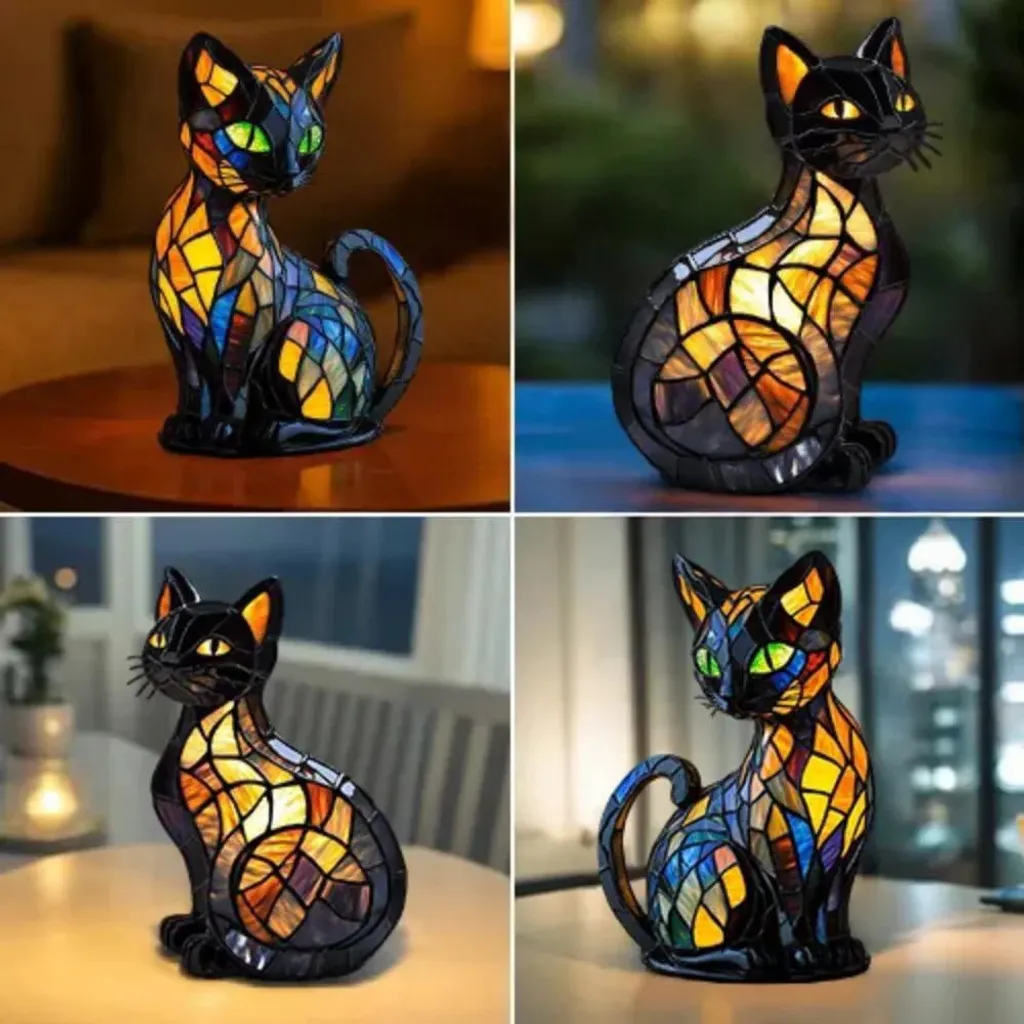 Lampe Chat Originale Veilleuse Mosaïque Colorée avec Éclairage Douceur - 6