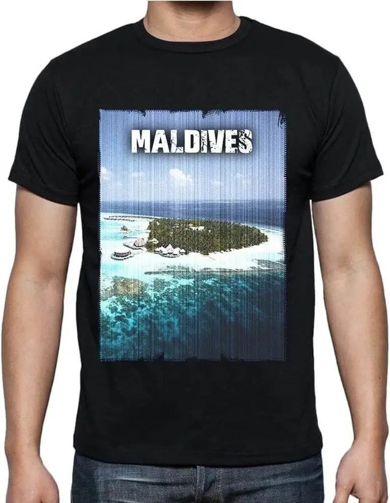 Herren Grafik T-Shirt Maldives 2 Öko-Verantwortlich Vintage Jahrgang Kurzarm Lustige Druck Geburtstag Geschenk Mann