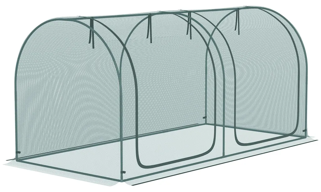 Mini-serre de jardin en acier et filet PEHD avec 2 portes zippées 2.5m
