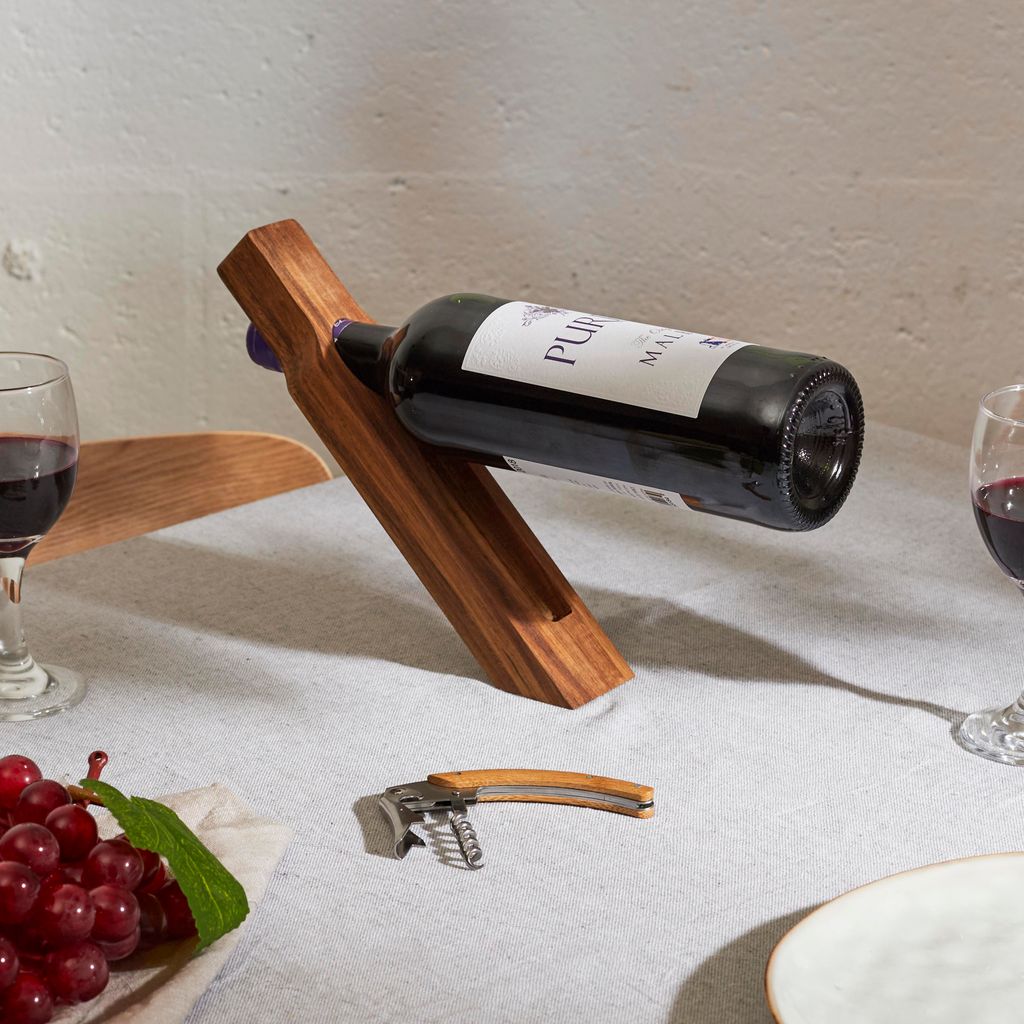 Support A Bouteille Et Tire Bouchon Acacia M12 Image du produit 