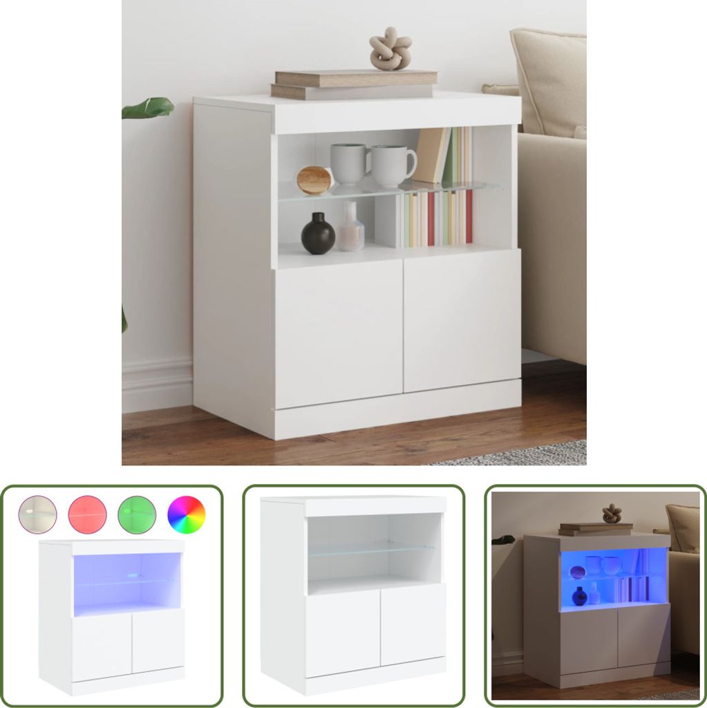 The Living Store Sideboard mit LED-Leuchten Weiß 60x37x67 cm