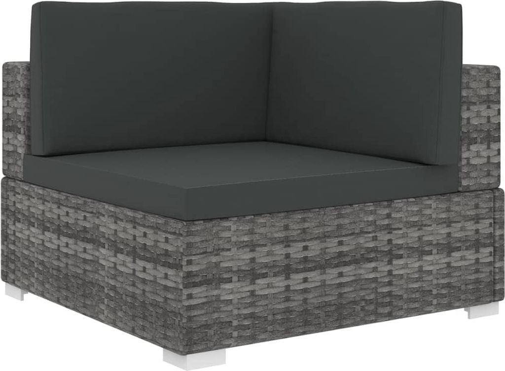 Modular-Sofa-Eckteil 1 Stk. + Auflagen Poly Rattan Grau