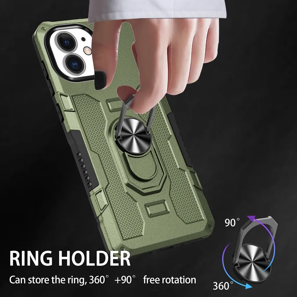 Custodia iPhone 11 Verde Militare Antiurto con Anello e Supporto Auto - 7