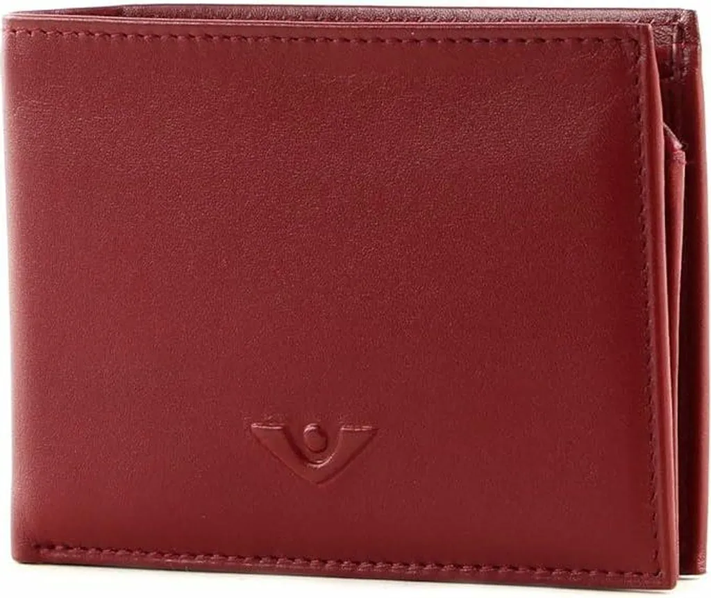 Porte-monnaie en cuir souple VOi Soft Theo rouge foncé pour le quotidien