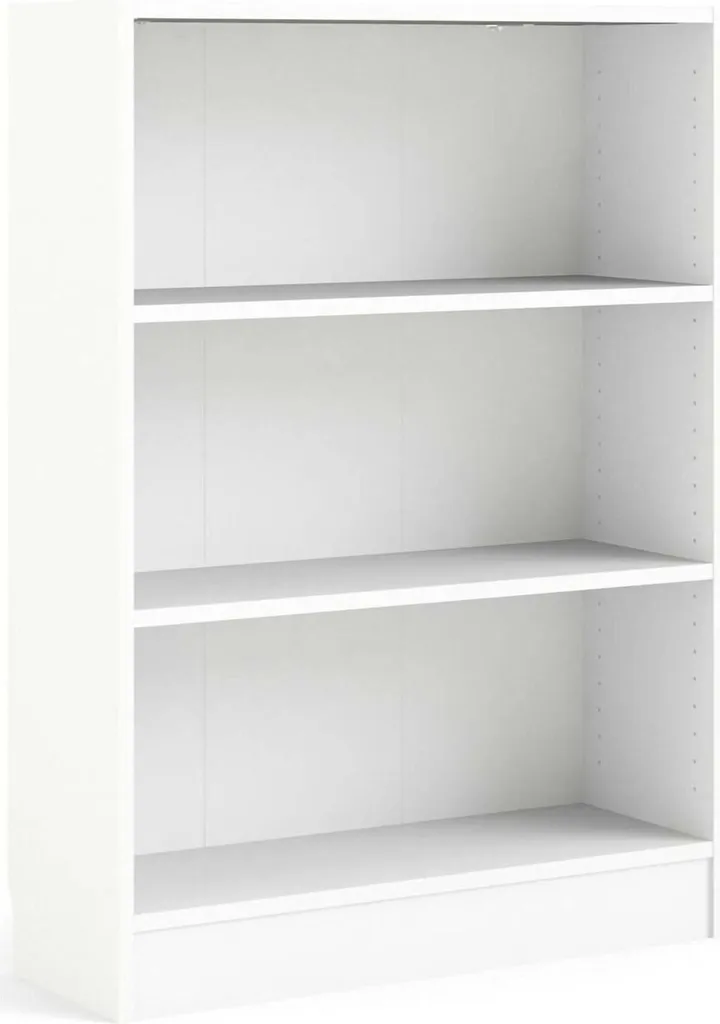 Étagère de rangement BASIC blanche pour salon - Bibliothèque 4 niveaux