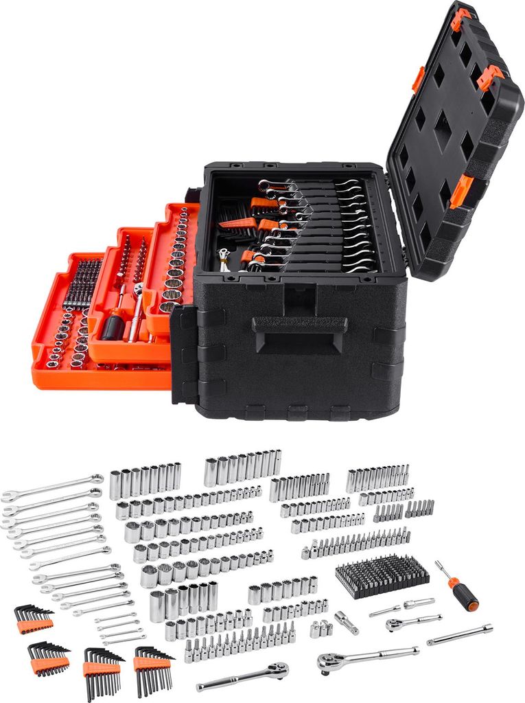 SucceBuy Mechaniker Werkzeugsatz Steckschlüsselsatz 450-tlg. 6,4/9,5/12,7mm Antrieb
