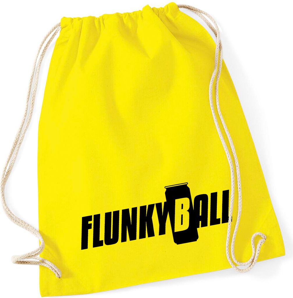 Huuraa Turnbeutel Flunkyball Bierdose 12 Liter Yellow Baumwolle Rucksack Geschenkidee