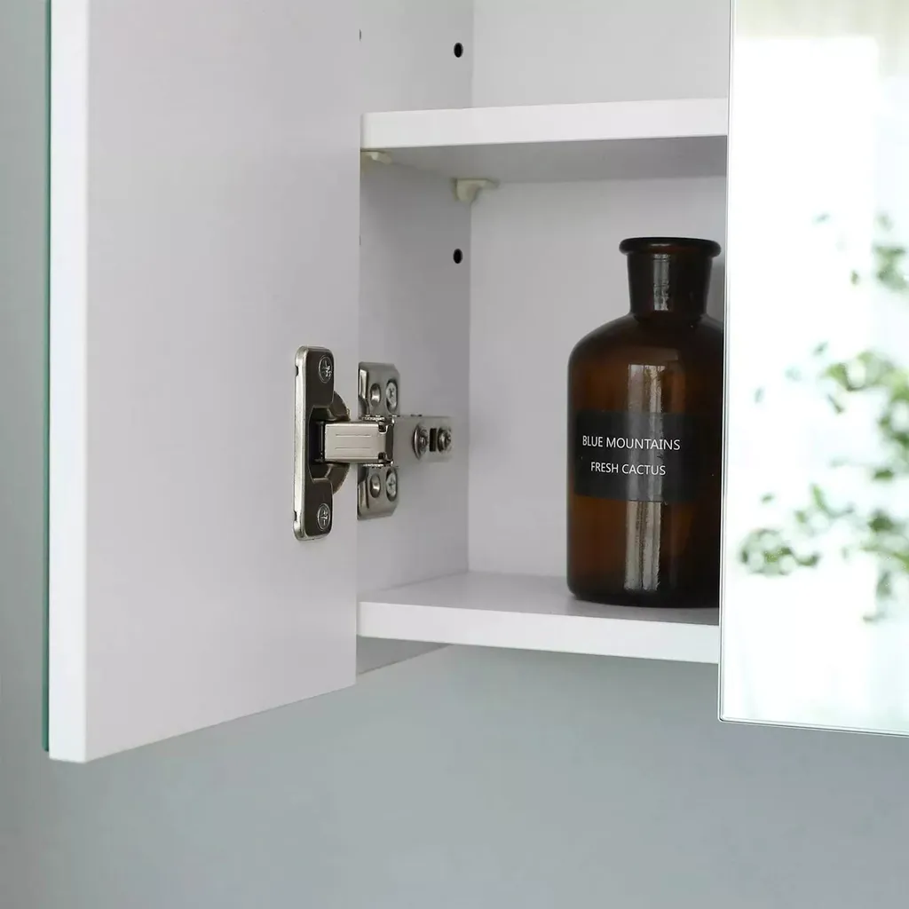 Mobiletto Specchio Bagno 3 Ante Bianco 60 cm Geoffrey | Montaggio Parete - 3
