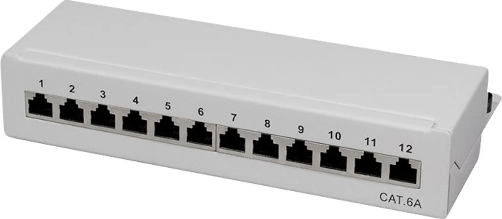 Patch Panel Cat 6A Blindé 12 Ports Haute Densité pour Boîtier Réseau