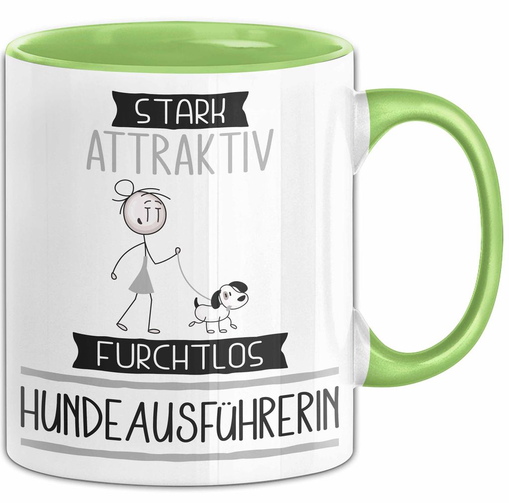 Hundeausführerin Tasse Geschenk Becher Stark Attraktiv Furchtlos Hundeausführerin Lustige Geschenkidee (Grün)