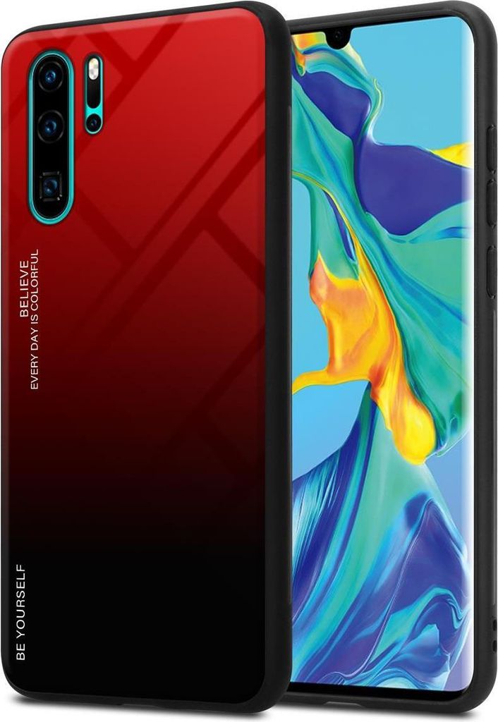 Cadorabo Hülle für Huawei P30 PRO Schutz Hülle in Schwarz Handyhülle TPU Etui Cover Case Tempered Glas