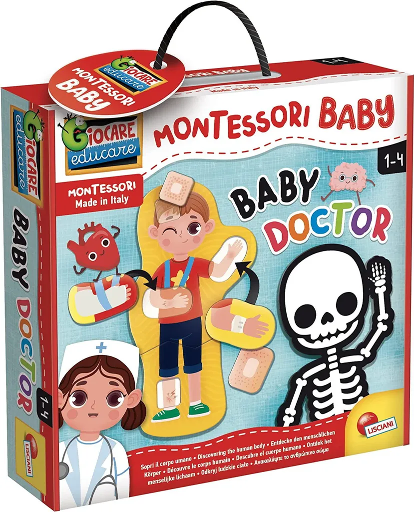 Jouet docteur Montessori en bois naturel MPK Toys avec 10 accessoires