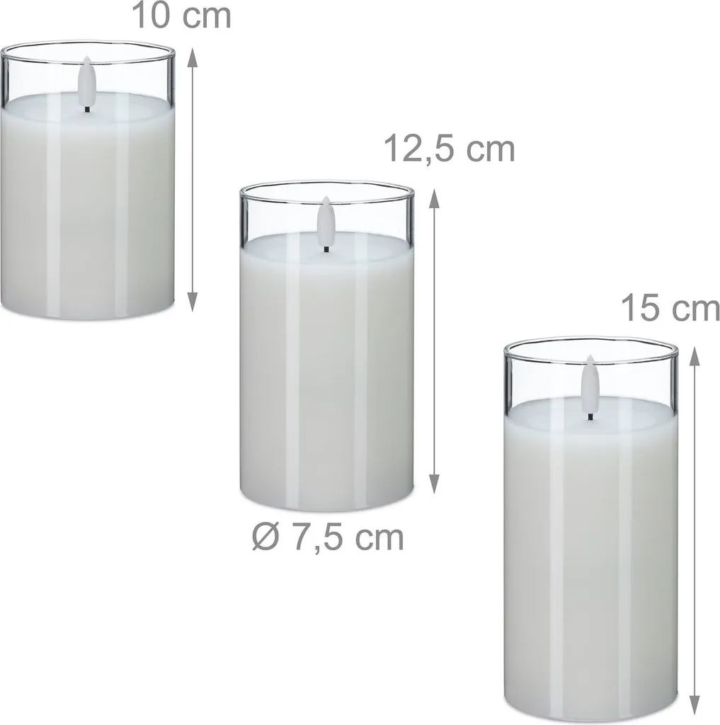 Ensemble de bougies LED sans flamme avec télécommande - Pack de 3 pièces