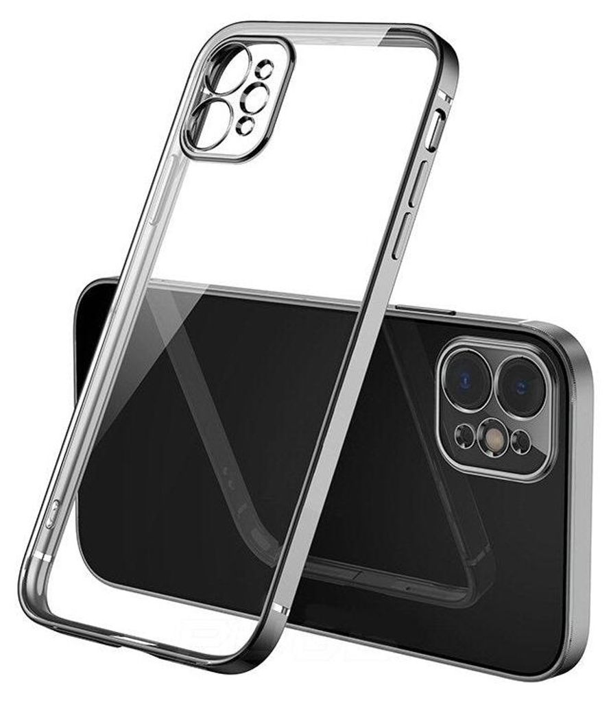 Hülle für iPhone 12 Pro, transparentes Silikon mit schwarzem Rand