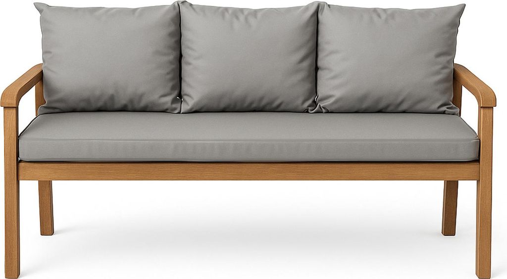 Gartenkissen Set grau – 140x60 + 3x50x56 cm Gartenkissen für ein 2-3-Sitzer-Sofa Weiche Auflagen für Rattan/Polyrattan – Abnehmbare Bezüge