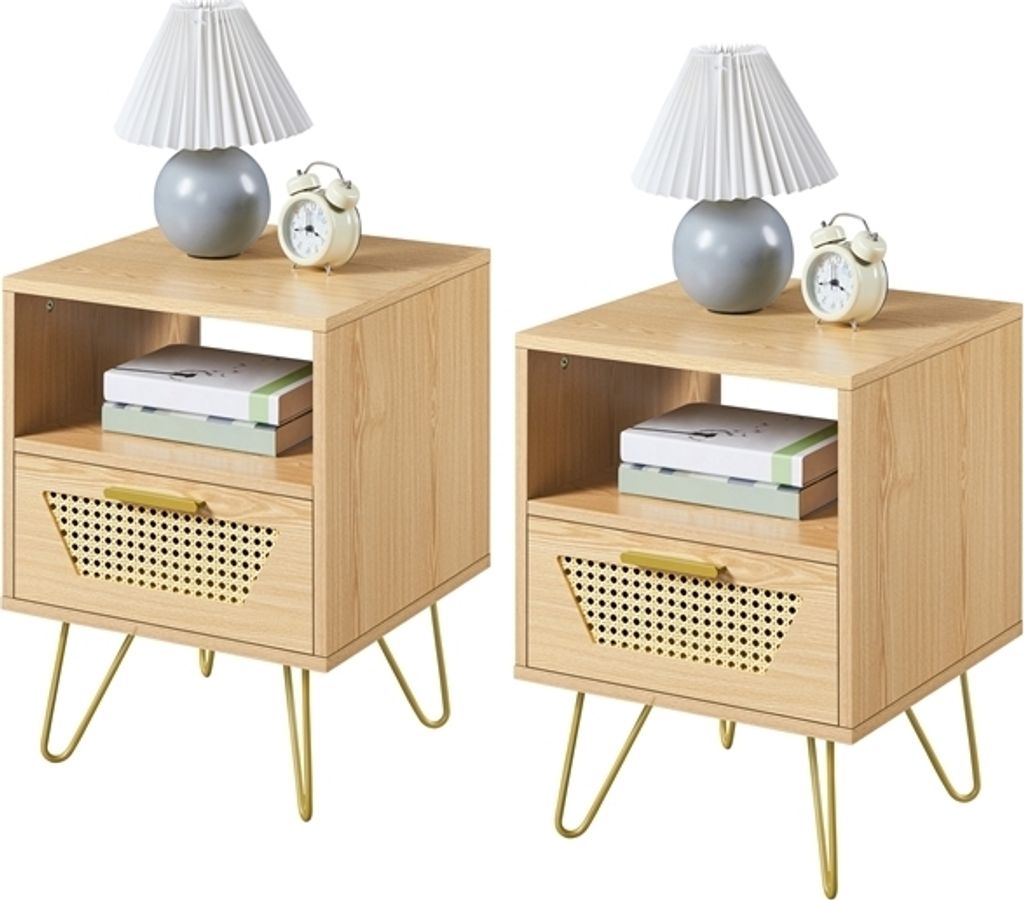 Yaheetech 2er Set Nachtttisch Rattan-Design Beistelltisch Produktbild 