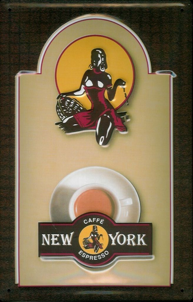 Blechschild Caffe Espresso Cafe New York Logo Schild Coffee Shop Dekoration