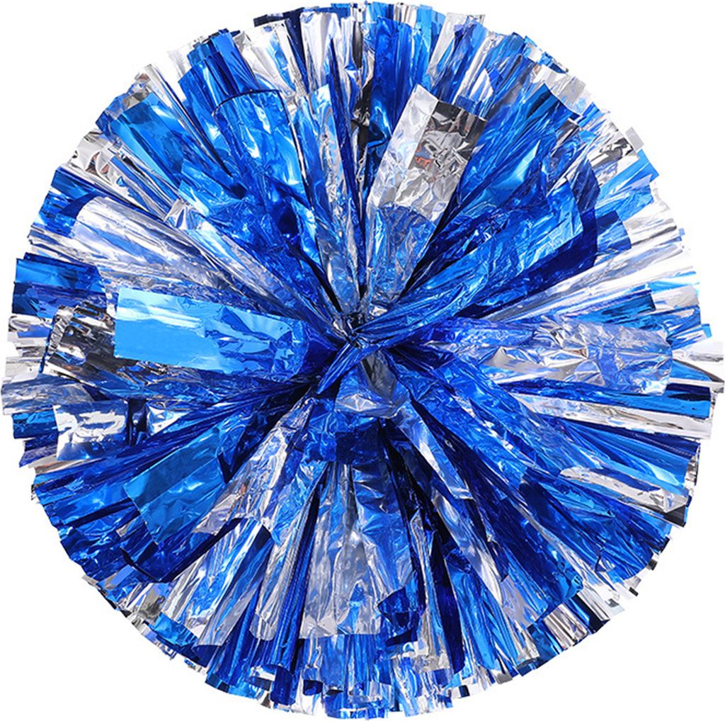 Cheerleading-Bouquet, Metallic-Folie, Handblumen, Kinder, Teenager, Sportteam, Ballspiel, Cheerleader-Luftschlangen, Pompons, Silber und Blau