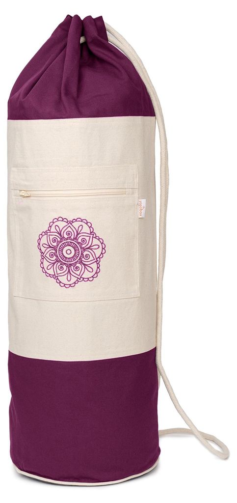 yogabox Yogatasche SURYA Bag 2 farbig für Schurwollmatten - aubergine / natur 75 x 25 x 25 cm
