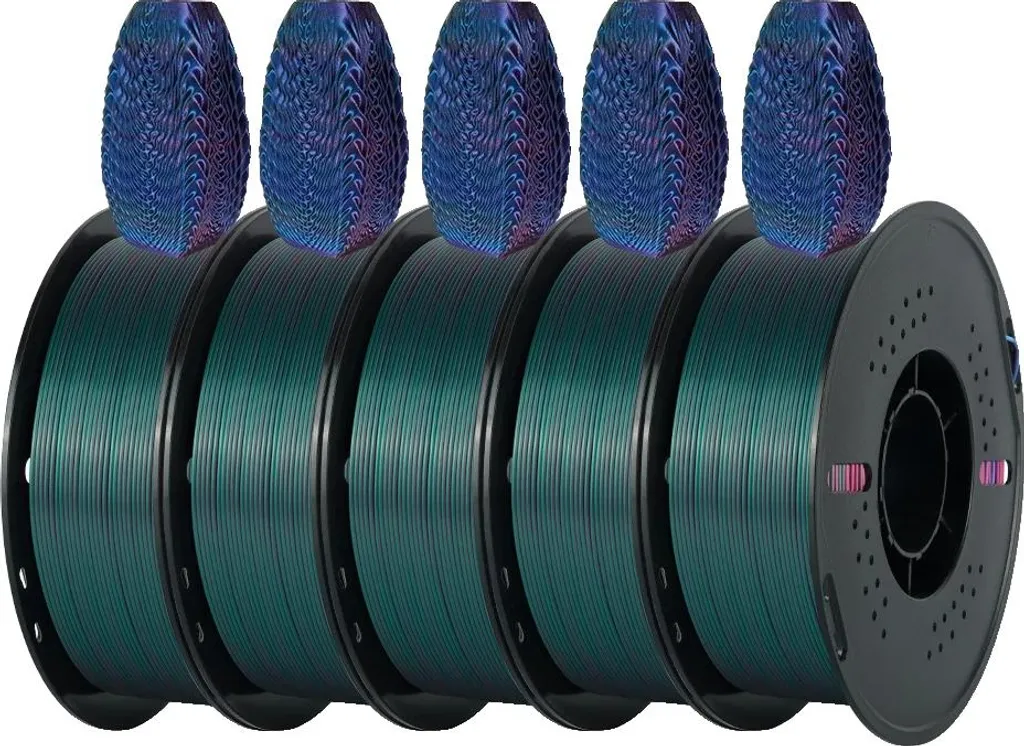 Offerta Filamento 3D 5KG PLA Seta Multicolore 1.75mm Rosso Blu