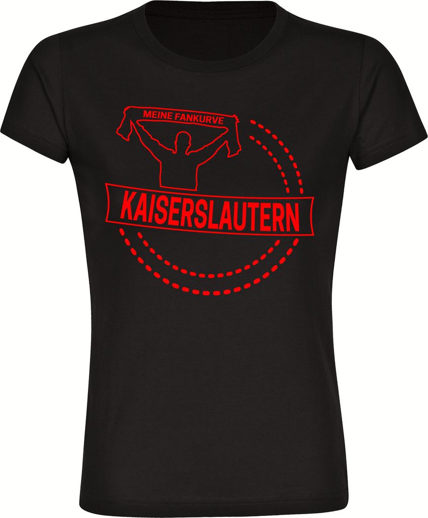 multifanshop Damen T-Shirt - Kaiserslautern - Meine Fankurve, schwarz, Größe XL