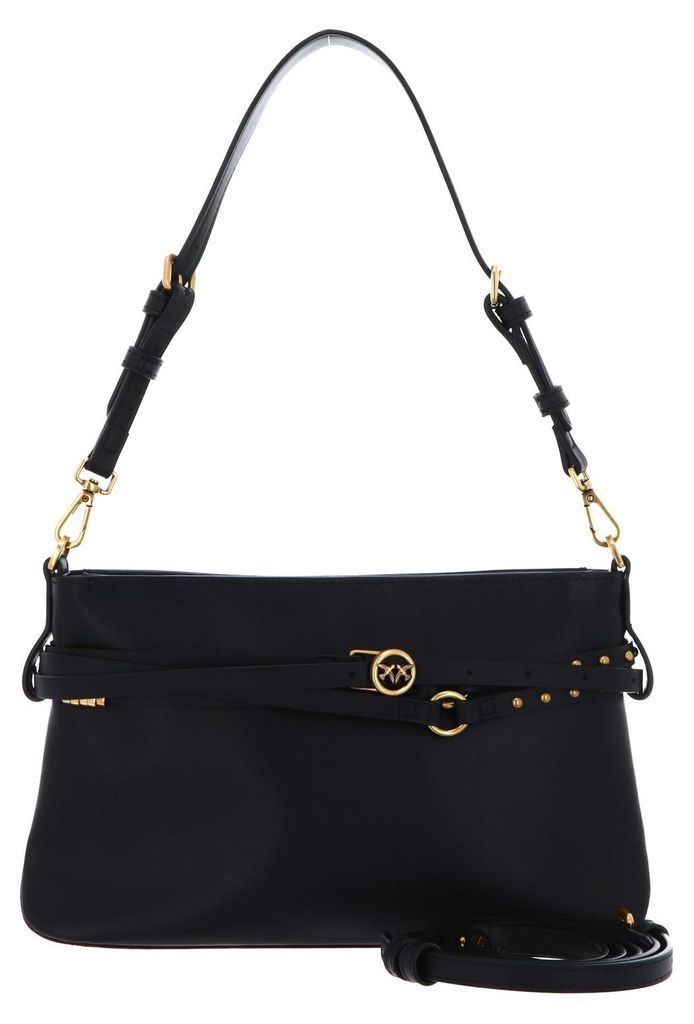 PINKO Schultertasche Umhängetasche Belt Bag Mini Vitello Morbido Black - Antique Gold schwarz