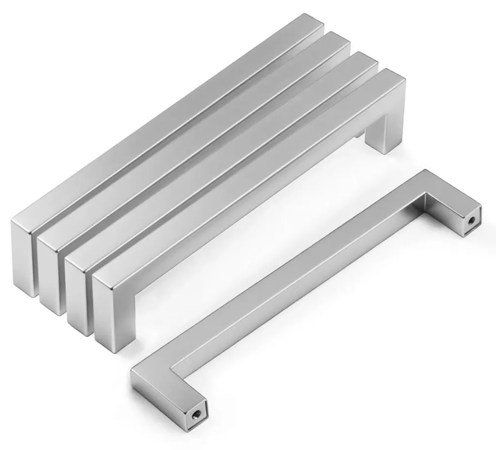 Poignées d'armoires de cuisine argentées en inox, pack de 5, 160 mm