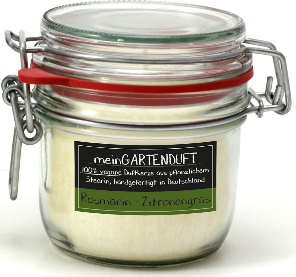 mein Gartenduft Kerze klein von Candle Factory im Drahtbügelglas : Rosmarin-Zitronengras mein Gartenduft klein: Rosmarin-Zitronengras