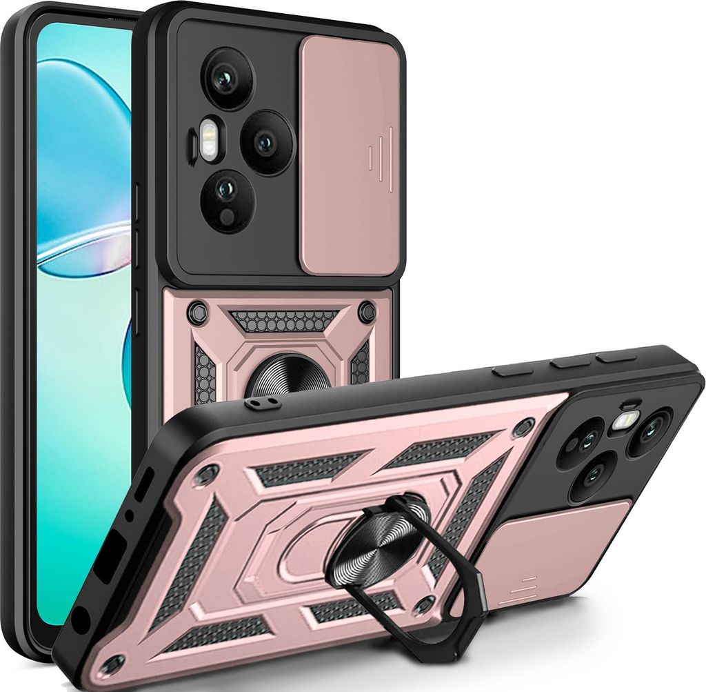 Outdoor Panzer Hülle für Honor 400 Pro Handyhülle mit Slide Kameraschutz Ringhalter in Rosegold