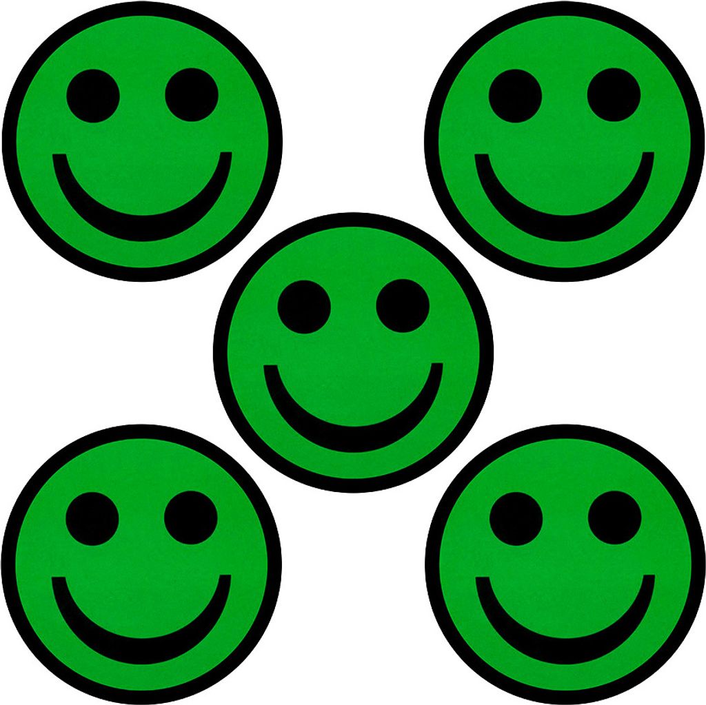 5 Smiley Magnete Durchmesser 5 cm für Magnettafeln, Kühlschränke, Plantafeln und Whiteboards (Grün, 5 cm)