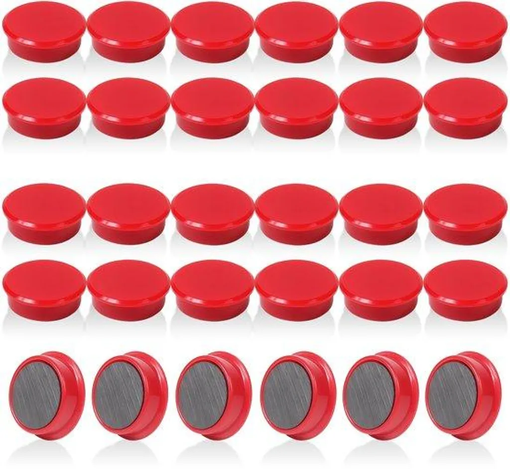 Aimants de cuisine rouges pour frigo et tableau scolaire - 30 pcs