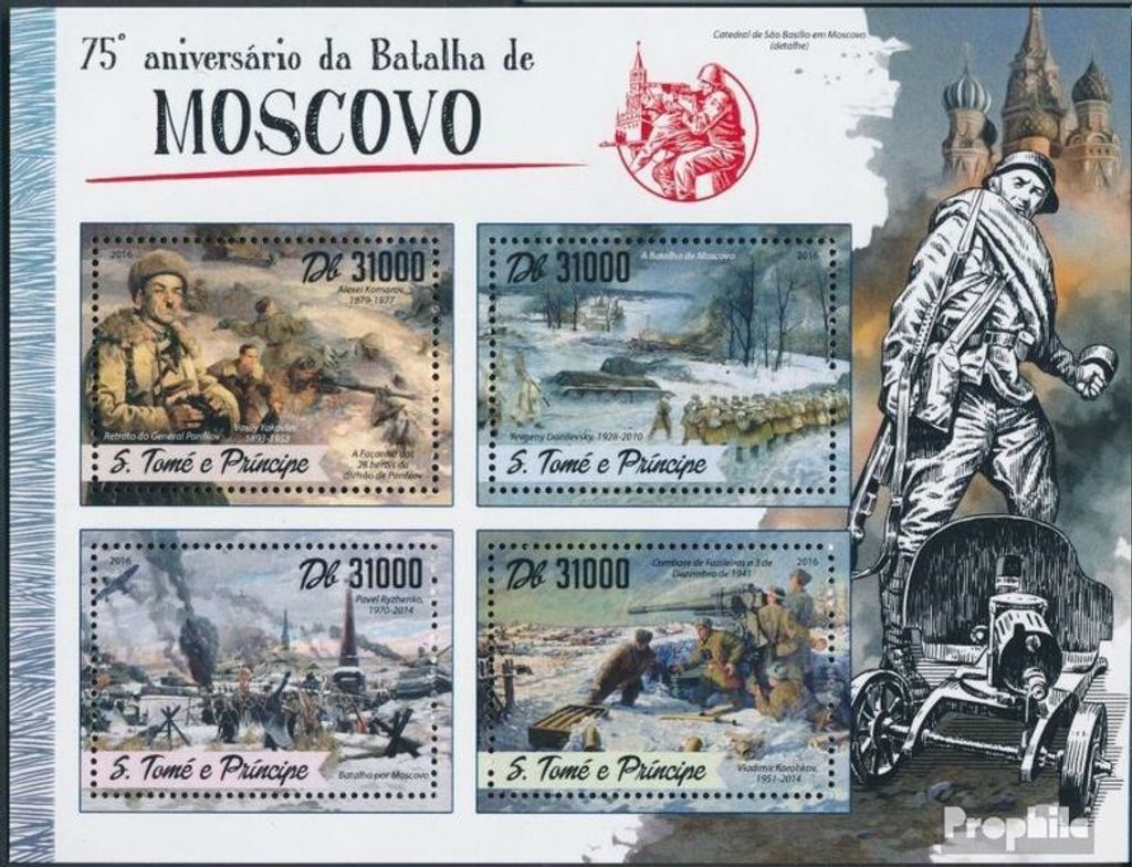 Briefmarken Sao Tome e Principe 2016 Mi 6966-6969 Kleinbogen (kompl. Ausgabe) postfrisch Schlacht von Moskau