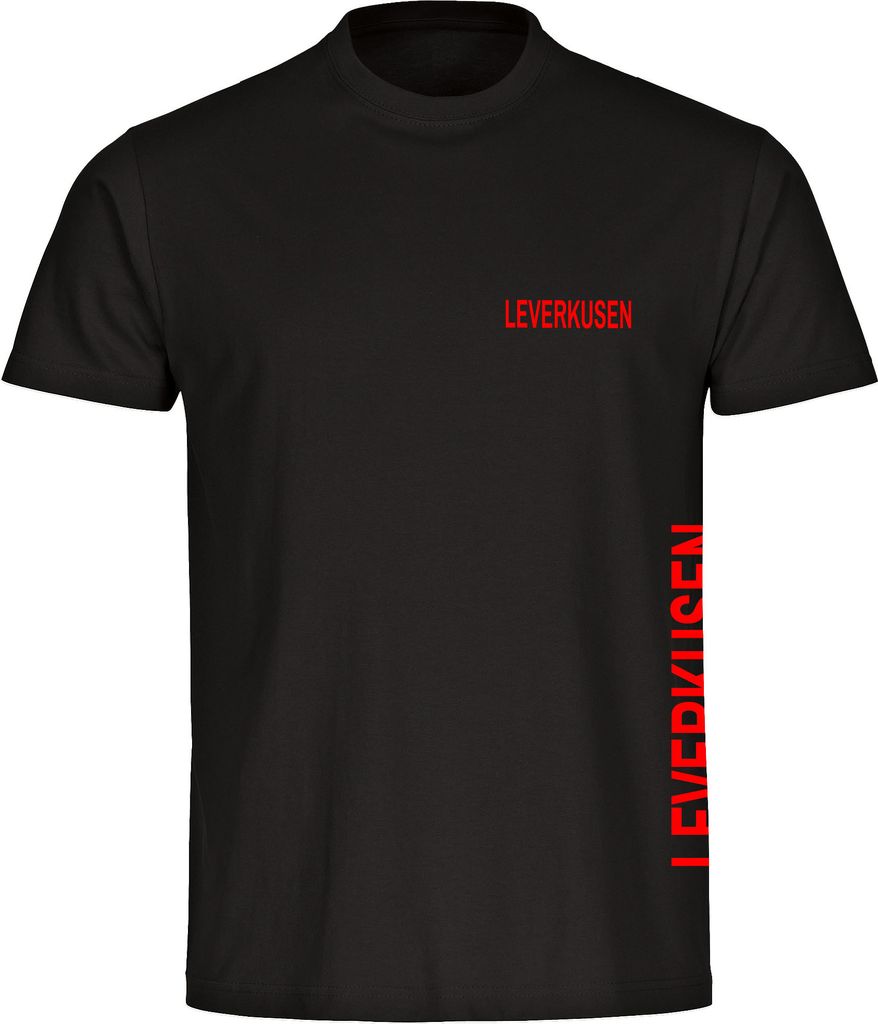 multifanshop Kinder T-Shirt - Leverkusen - Brust & Seite, schwarz, Größe 176