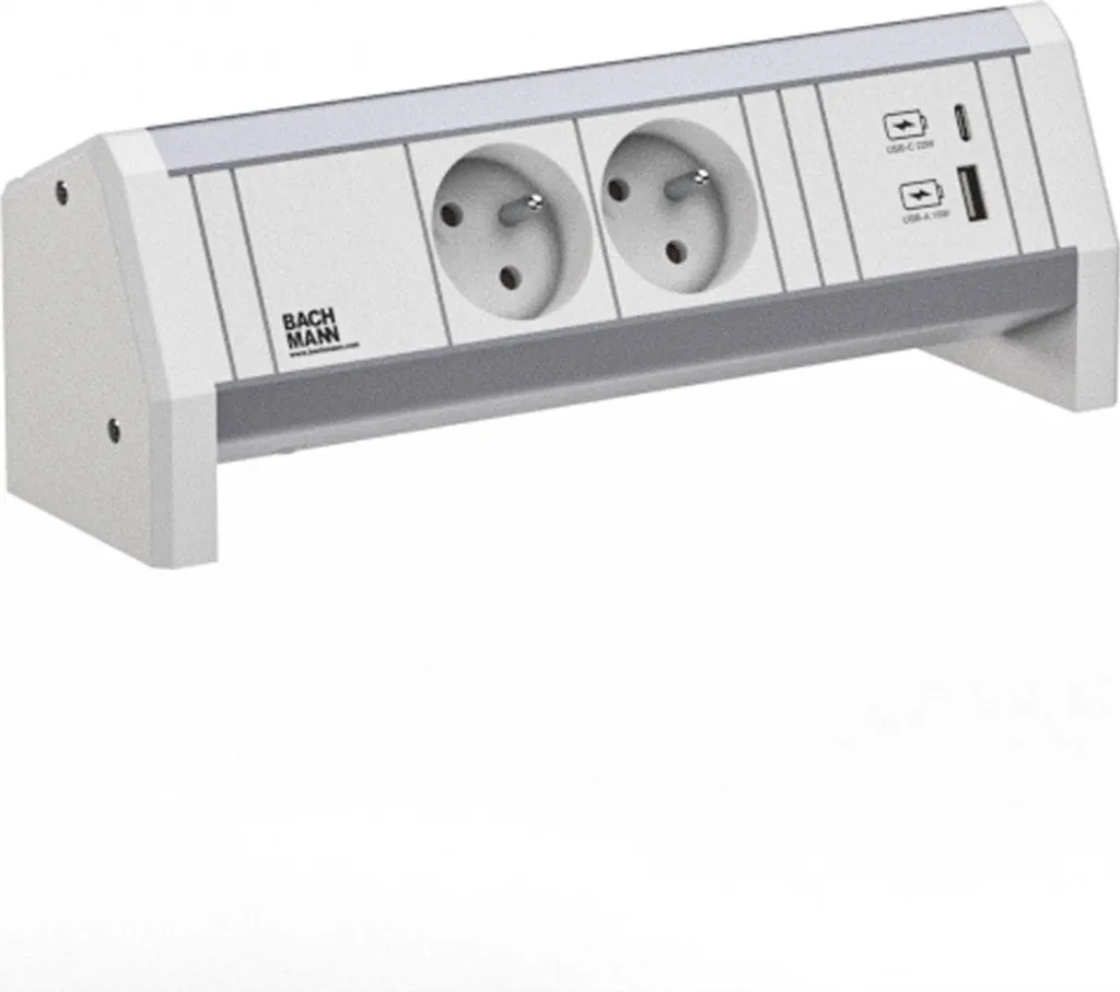 Bloc multiprise de bureau design avec USB A+C Bachmann Desk 2 blanc