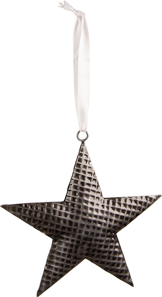Clayre & Eef Deko-Anhänger Stern 15x15 cm Grau Eisen