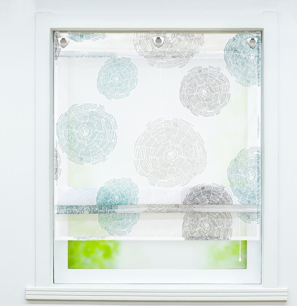 BAILEY JO Ösenrollo Mit U-Haken Floral - Transparentes Voile Raffrollo 80x140cm