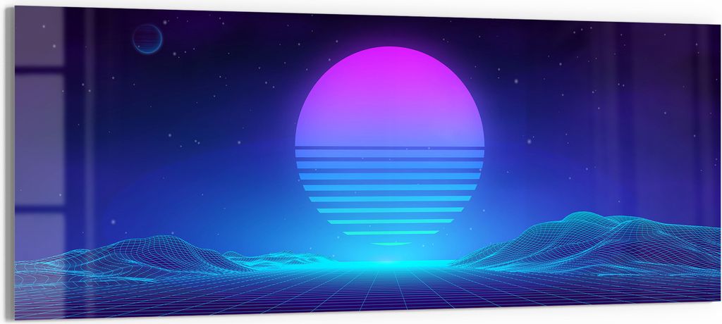 DEQORI Glasbild Acryl 125x50 cm 'Neon Sonnenrausch' Wandbild Bild modern Deko